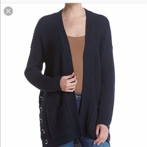 NWT Knit Navy Cardigan with lace up side detail